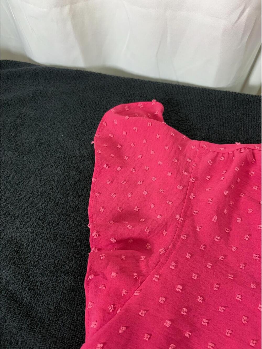 Counterparts Pink Short Sleeve Sheer Dotted Blouse Size L 2445 - Picture 7 of 10